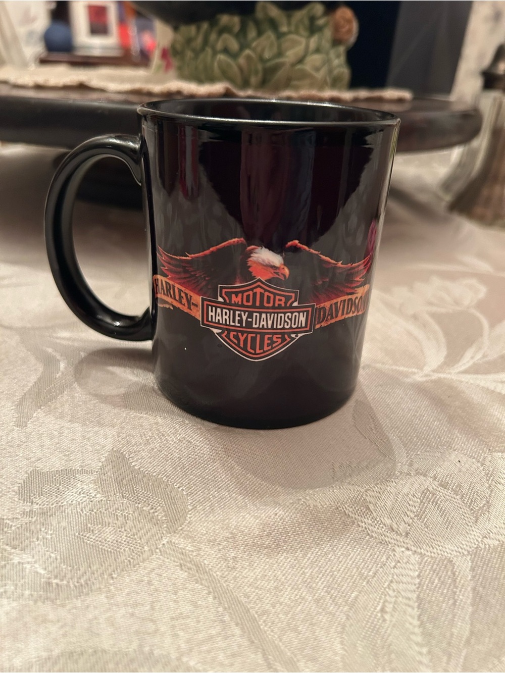 Vintage black and orange Harley Davidsons mug
